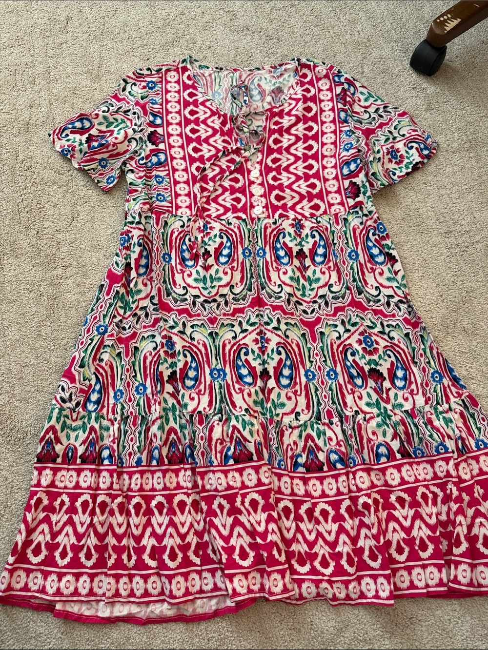 SHEIN Pink Multicolor Printed Midi Dress